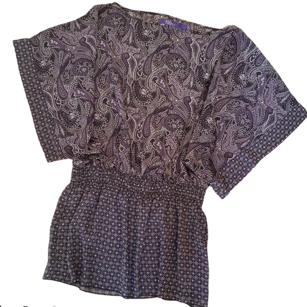 Miley Cyrus Max Tunic blouse Sheer Fitted, - Size L